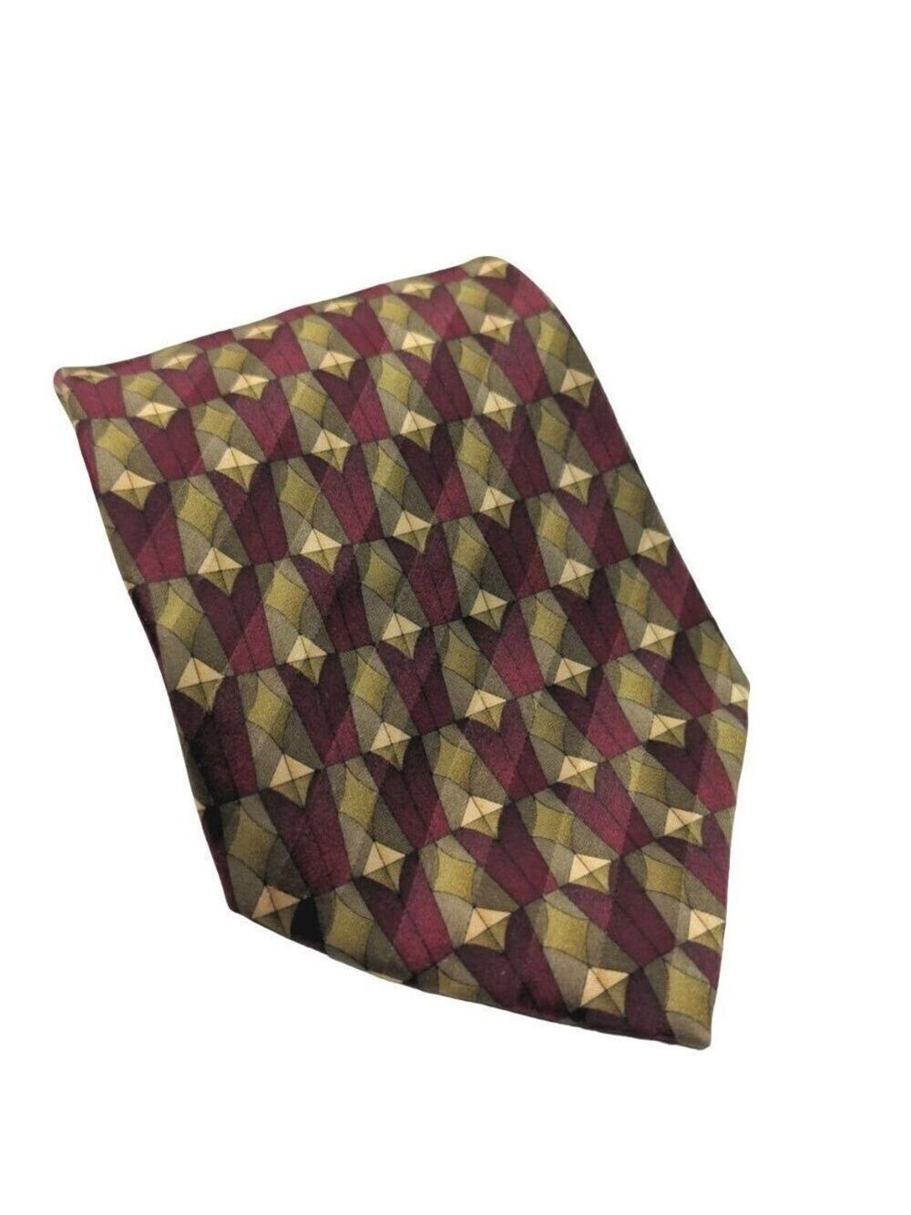 Cocktail Colors Burgundy Brown Gold Geometric Silk Necktie